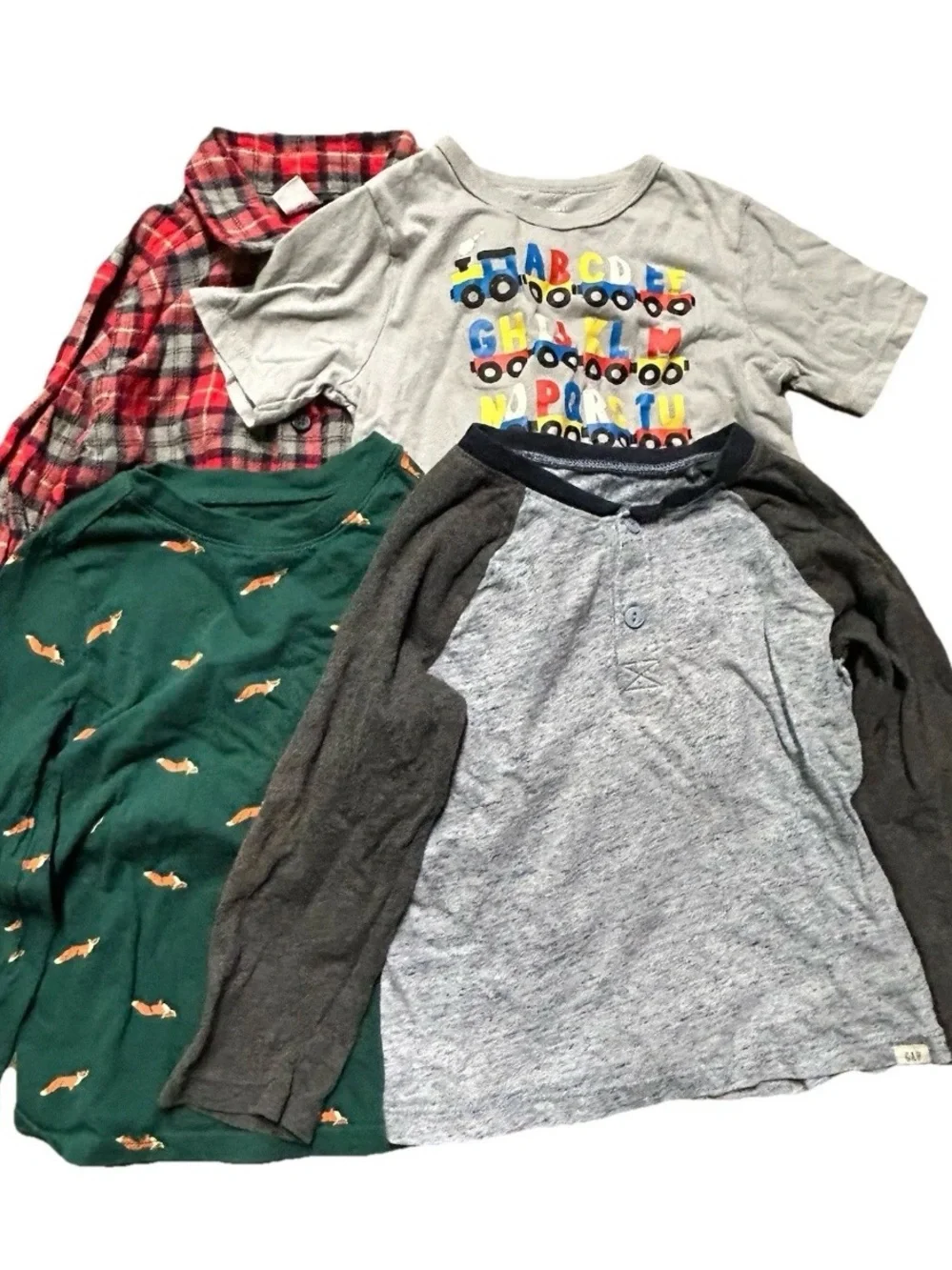 Toddler Boy Tops Flannel ABC’s T Shirt Long Sleeve Shirts Size 4T